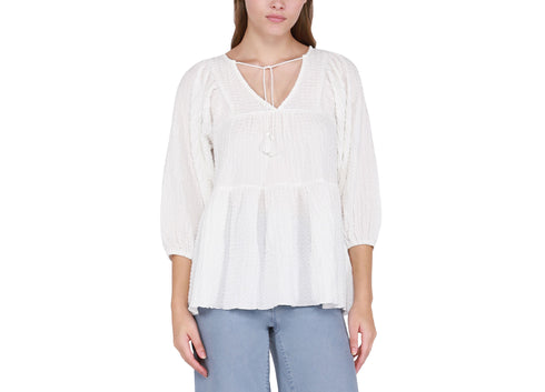 Women's Textured Tiered 3/4-Sleeve Top